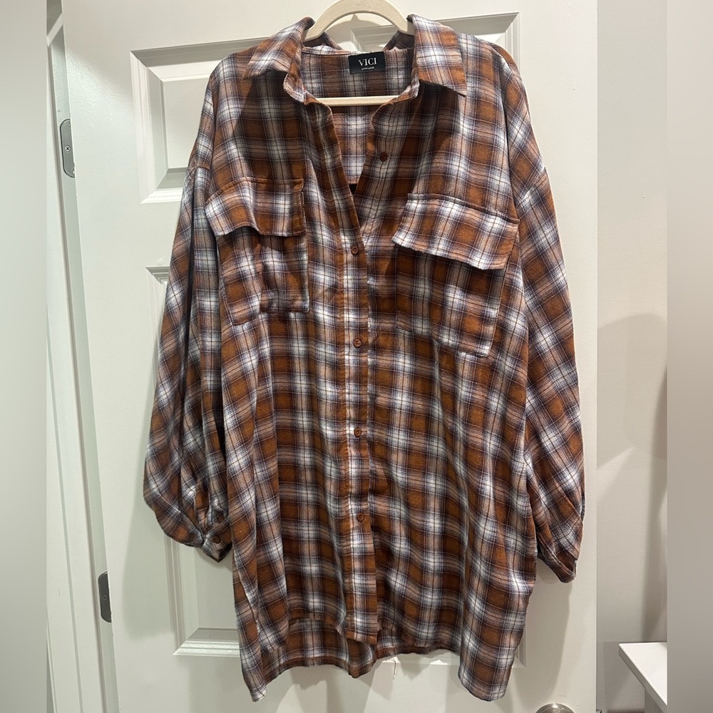 VICI PLAID TUNIC DRESS • SZ XL